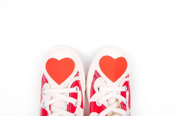 Кросівки з серцевими пальцями — стокове фото