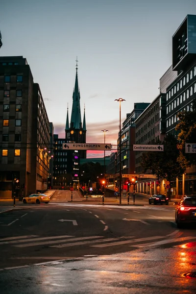 Όμορφο αστικό τοπίο της Στοκχόλμης στο ηλιοβασίλεμα — Φωτογραφία Αρχείου