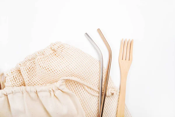 Konsep zero waste terinspirasi flatlay dengan cutlery — Stok Foto