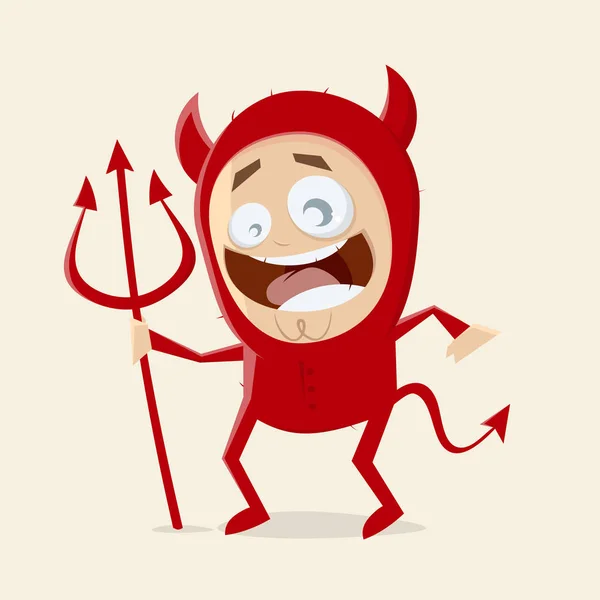 Funny Cartoon Man Devil Halloween Costume — Stock Vector