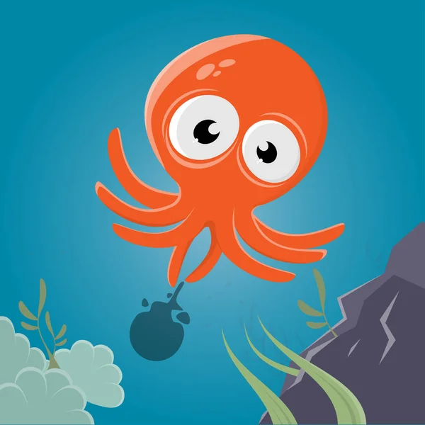 Funny Cartoon Squid Clipart — Wektor stockowy