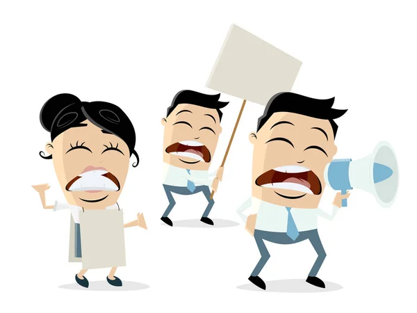 Angry Cartoon Demonstrators Clipart — Stock Vector