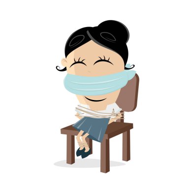 tied woman on a chair clipart