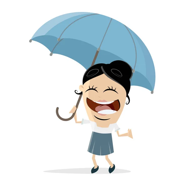 Mujer Feliz Con Paraguas — Archivo Imágenes Vectoriales