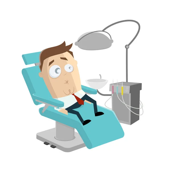 Αστείο Καρτούν Άνθρωπος Φοβάται Τον Οδοντίατρο — Διανυσματικό Αρχείο
