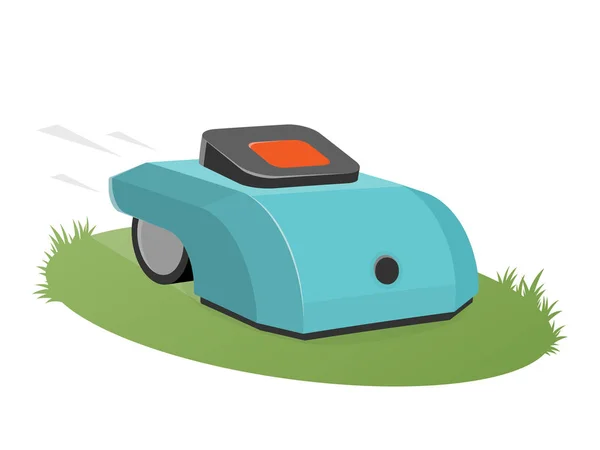 Automatic Lawnmower Mowing Lawn — Stock Vector