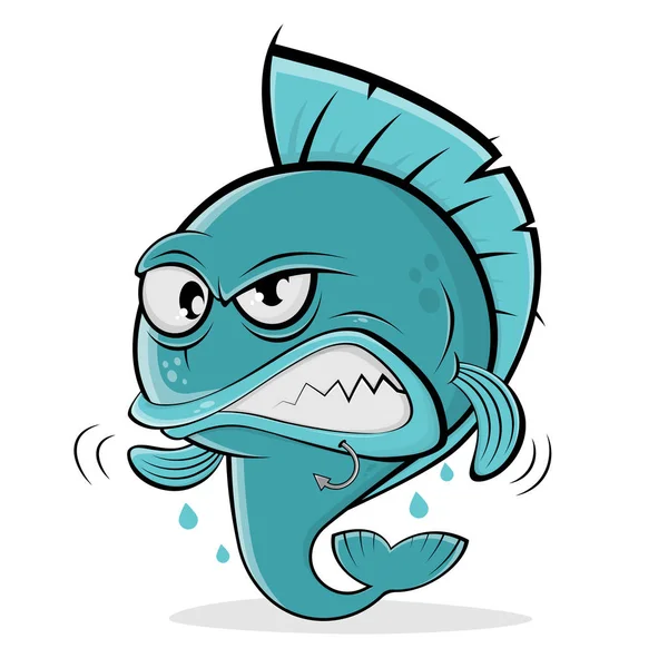 Clipart Peixe Desenho Animado Zangado — Vetor de Stock