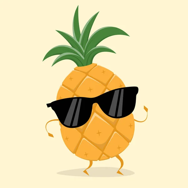 Piña Divertida Con Gafas Sol — Vector de stock