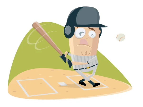 Funny Baseball Batter Ready Ball — Stock Vector