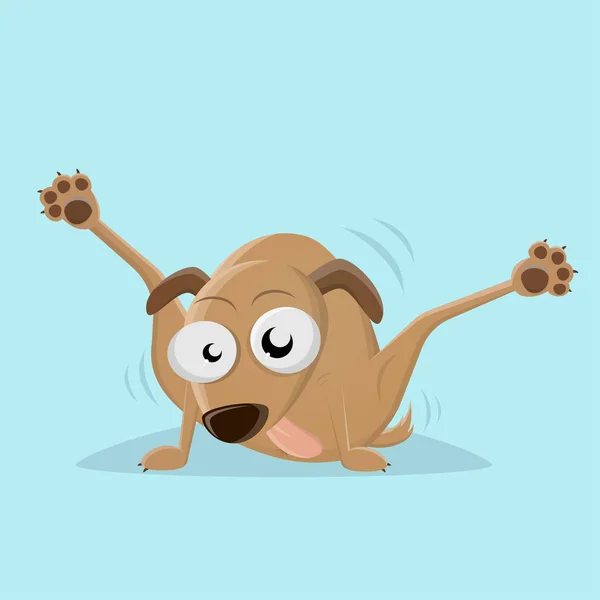 Funny Cartoon Dog Licking His Back — Stock Vector