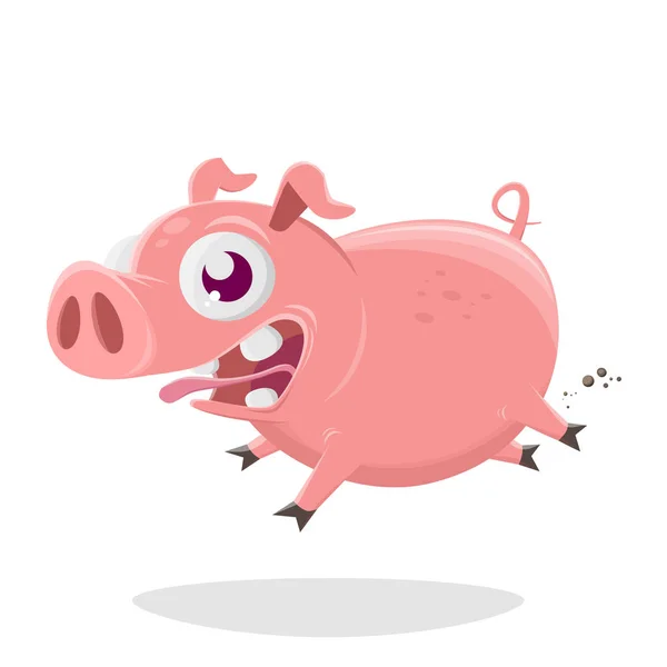 Desenho Animado Engraçado Ilustração Porco Louco —  Vetores de Stock