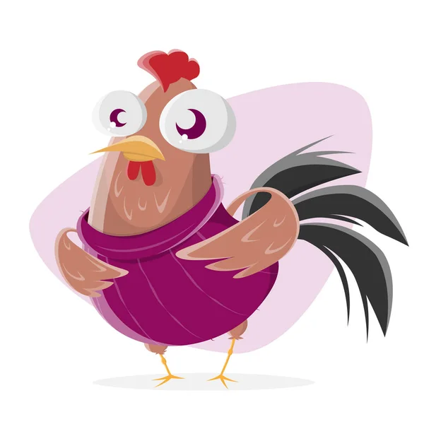 Funny Cartoon Chicken Sweater — Stock Vector
