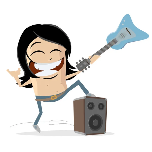 Asian Rock Musician Electric Guitar Speaker — Stock Vector