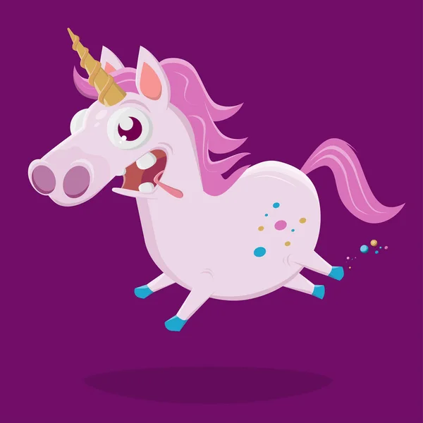 Funny Cartoon Illustration Crazy Unicorn — Stock Vector