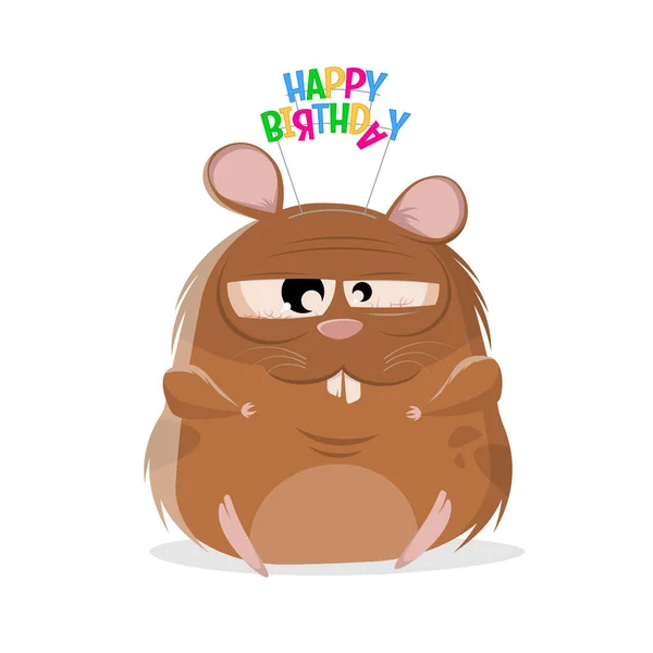 Rolig Tecknad Illustration Födelsedagen Hamster — Stock vektor