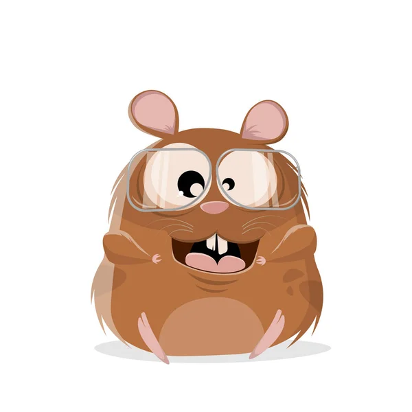 Desenho Animado Engraçado Ilustração Hamster Com Óculos — Vetor de Stock