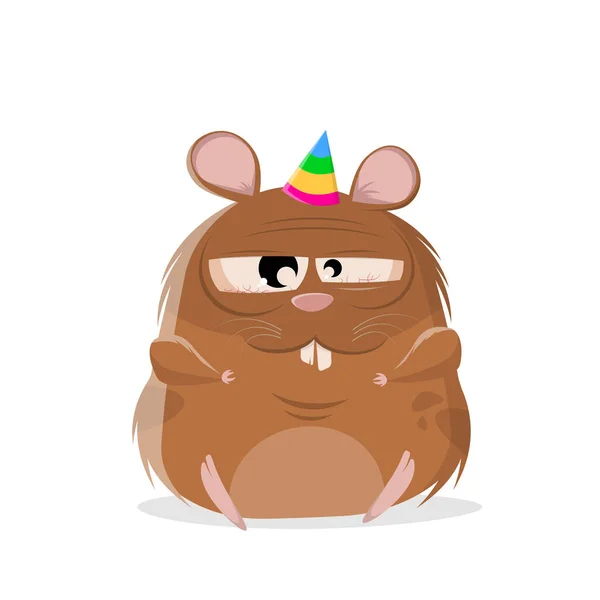 Funny Cartoon Illustration Lazy Party Hamster — Stock Vector