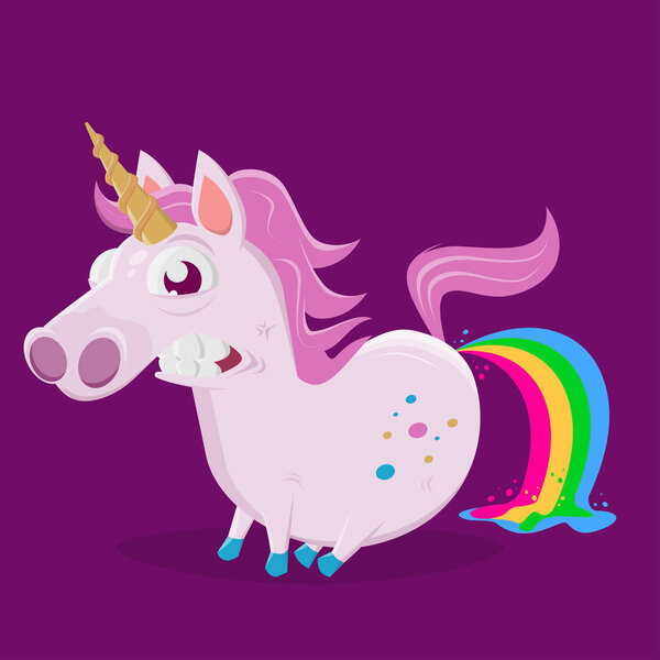 funny illustration of rainbow shitting unicorn