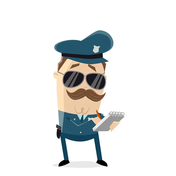 駐車違反の切符を書いて面白い警官 — ストックベクタ