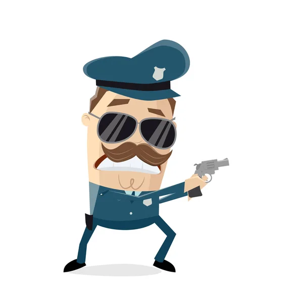 Oficial Policía Enojado Con Arma Retirada — Vector de stock