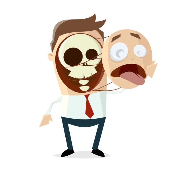 Creepy Cartoon Illustration Man Pulling His Face — Stock Vector