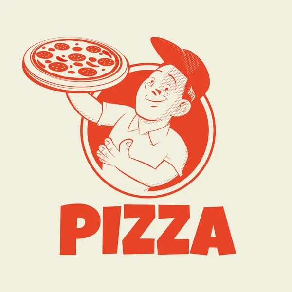 Lustiges Pizzaschild Retro Stil — Stockvektor