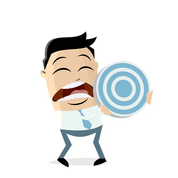 Afraid Cartoon Man Holding Target — Stock Vector