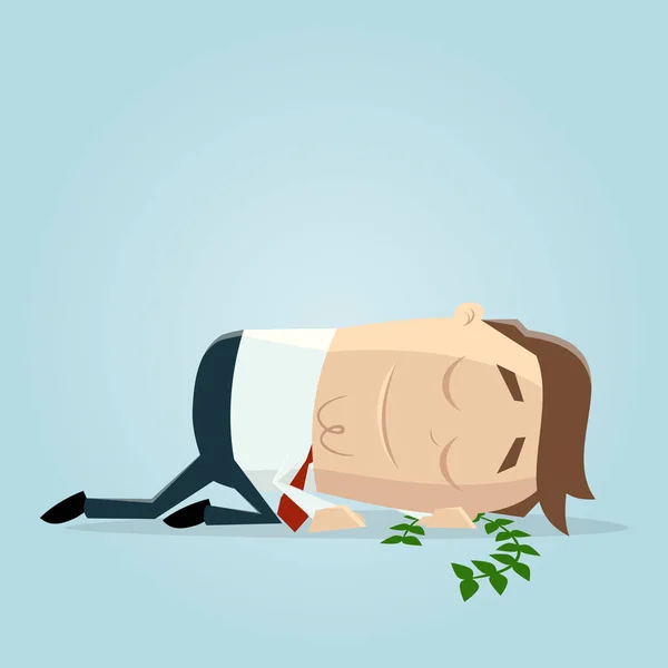 Hombre Negocios Descansando Sobre Sus Laureles — Vector de stock