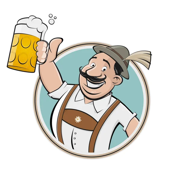 Смешной Баварский Мужчина Пьет Пиво — стоковый вектор