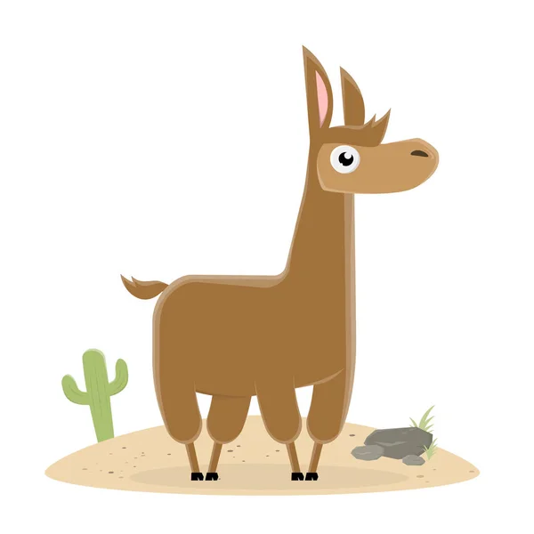 Dibujo Animado Divertido Ilustración Lama — Vector de stock