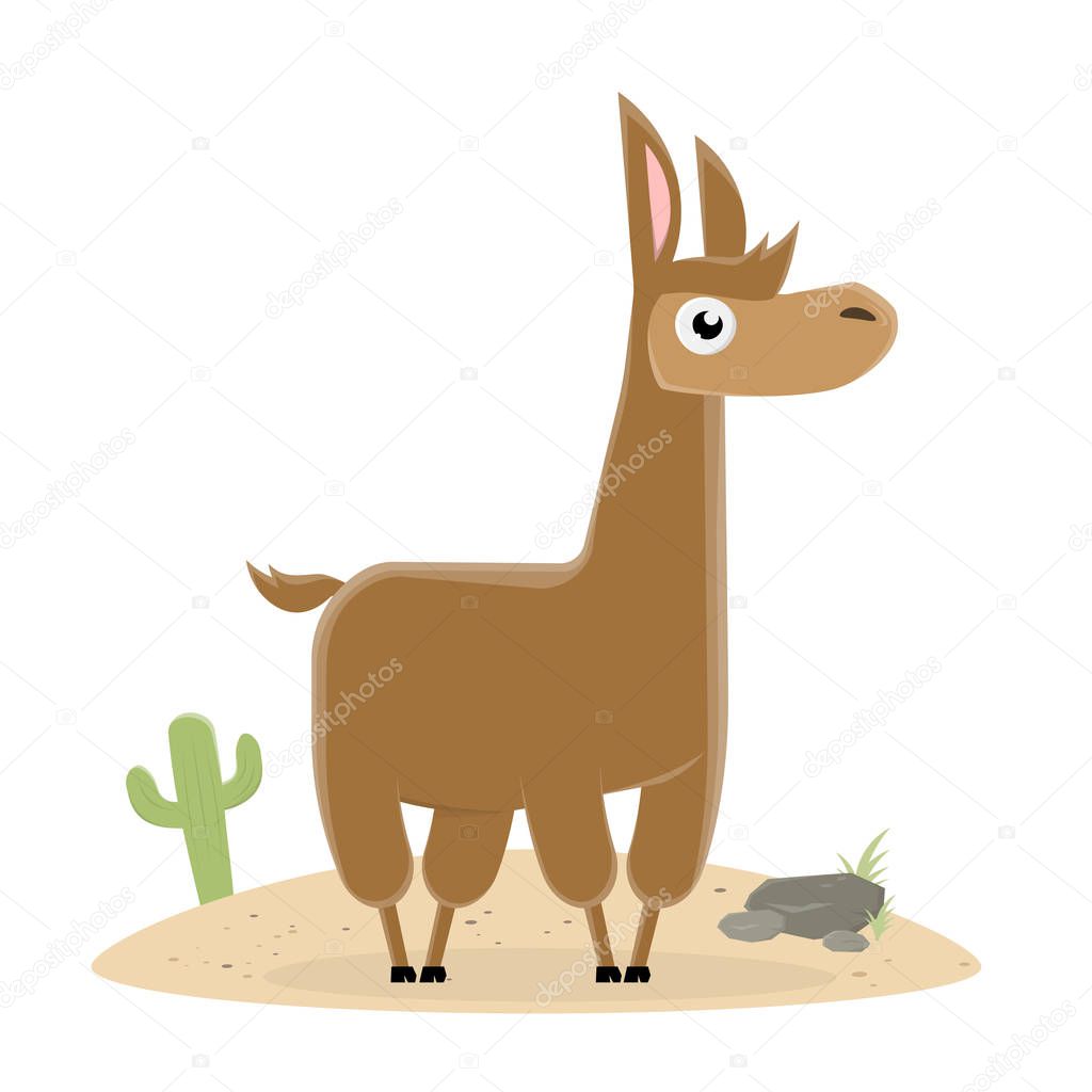 funny cartoon illustration of a lama