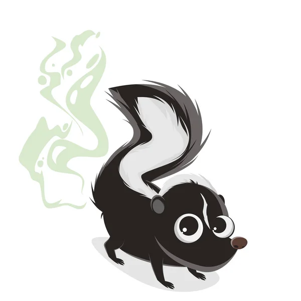 Funny Cartoon Illustration Smelly Skunk — Stock Vector