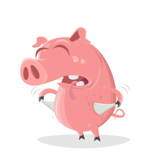 Funny Illustration Poor Cartoon Pig — Stock Vector