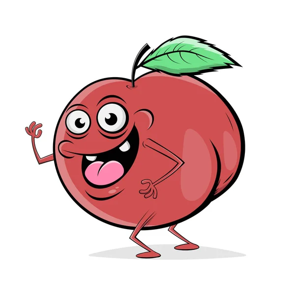 Rückseite Eines Lustigen Cartoon Apfels — Stockvektor