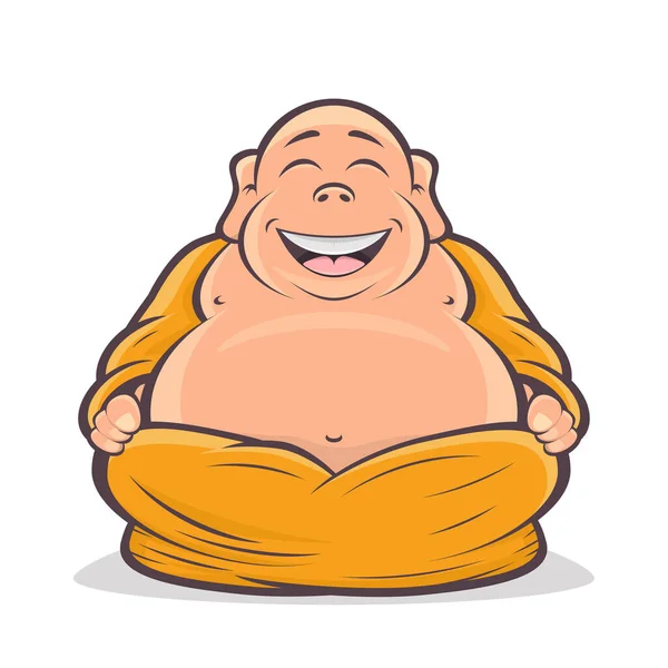 Glücklich Buddha Cartoon Illustration — Stockvektor