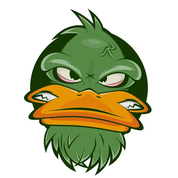 Śmieszne Logo Kreskówki Wściekłej Kaczki — Wektor stockowy