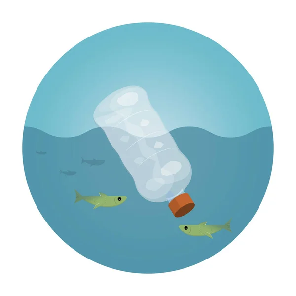 Plastikflasche Schwimmt Ozean — Stockvektor