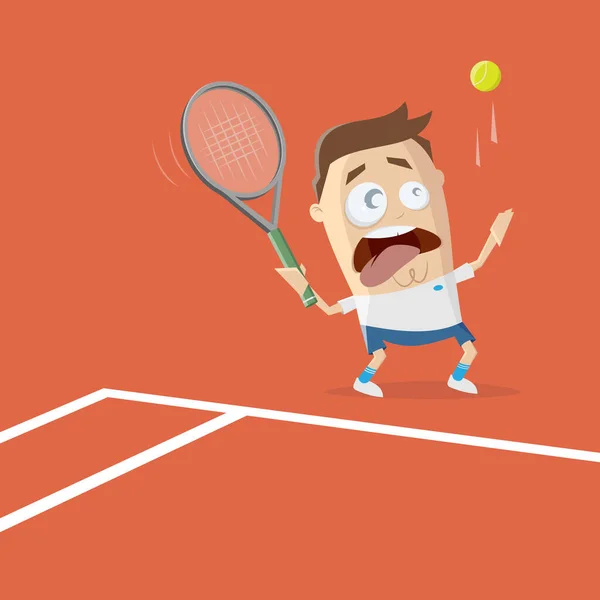 Lustige Cartoon Illustration Eines Tennisspielers — Stockvektor