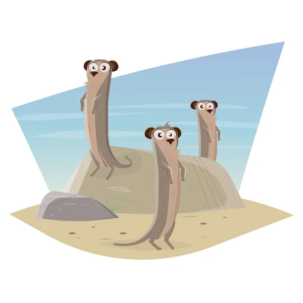 Funny Meerkat Cartoon Vector Illustration — Stock Vector