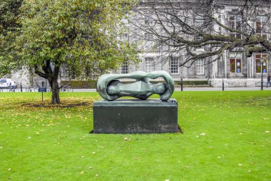 Dublin, İrlanda, 27 Ekim 2012: Trinity College Üniversitesi heykeli