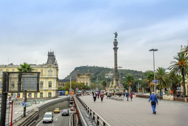 Barselona, İspanya, 28 Ekim 2011: Columbus anıt