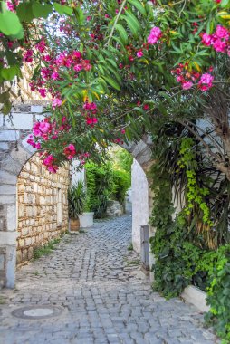 Bodrum, Türkiye, 29 Mayıs 2010: çiçekli sokak
