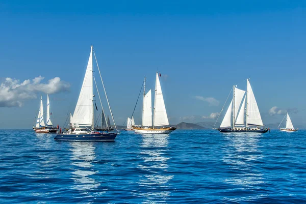 Bodrum, Törökország, 2010. október 20.: Bodrum kupa, vitorlások — Stock Fotó