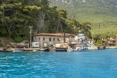 Muğla, Türkiye, 14 Mayıs 2012: Gökova Körfezi, Akyaka, tekneler
