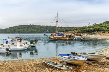 Bodrum, Türkiye, 28 Mayıs 2011: y Koyu'ndaki ahşap yelkenli Gulet