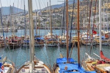 Bodrum, Türkiye, 23 Mayıs 2011: Marina ahşap yelkenli Gulet