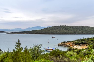 Bodrum, Türkiye, 28 Mayıs 2011: y Koyu'ndaki ahşap yelkenli Gulet