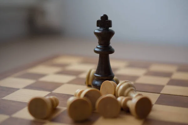 The last piece standing is the black king, the black player has won the chess game