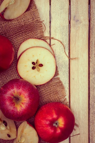 Rosy Red Apples Burlap Sack Cloth — Stock Photo, Image