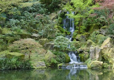 Şelaleler ile huzurlu ve yemyeşil Japon Bahçesi